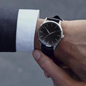 Black Leather Mens Stainless Steel Watche Japanese 2035 Quartz Movt