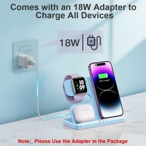 3 in 1 Charging Station for iPhone, Wireless Charger for iPhone 15 14 13 12 11 X