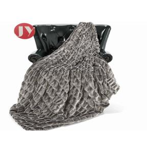 Rectangular brown Faux Animal Fur Blanket Stretch Rabbit Fur Super Soft luxury