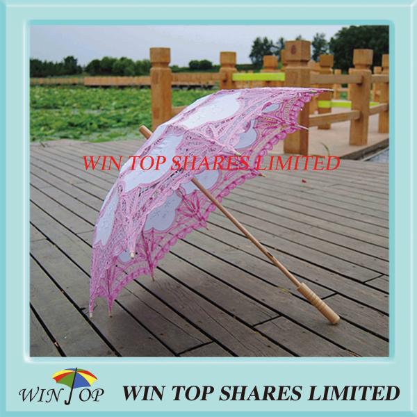 Buy China style pink and white craft umbrella at wholesale prices