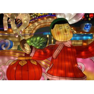 China Workers Sculpt Vivid Figures Colorful Real Red Chinese Lantern For Enlarged Playgrounds on sale