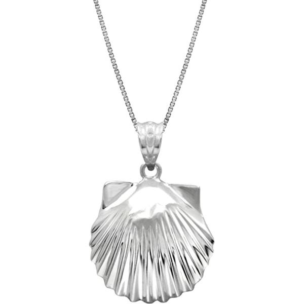 Buy Sterling Silver High Polished Seashell Necklace Pendant with 18" Box Chain at wholesale prices