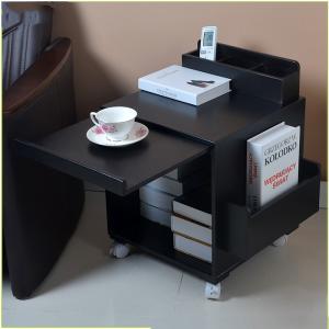 Multifunction Black Movable Wheels E1 MDF Solid Wood Coffee Tables