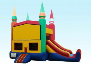 Quality 22Ft Rainbow Module Castle Inflatable Bouncer Combo With Digital Printing for sale