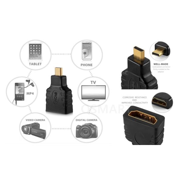 QS AD006,Micro HDMI male to HDMI female Adapter, HDMI A to D adapter