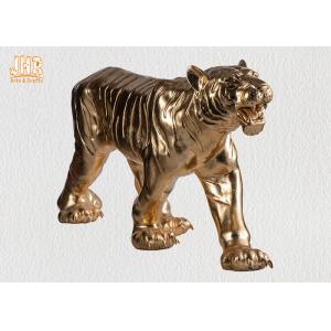 Large Gold Leafed Polyresin Animal Figurines Tiger Sculpture Table Statue