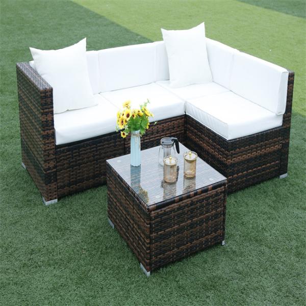 Outdoor Indoor PE Rattan Sofa With Side Sofa , Middle Sofa , Ottoman , Coffee Table Rattan chair furniture set