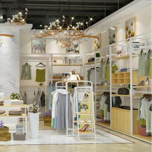 Retro Exquisite Clothing Display Showcase With Steel Wood Combination Structure