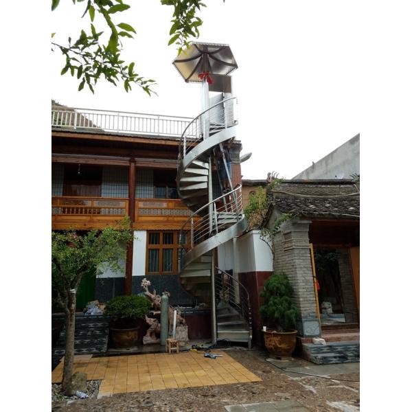 Spiral StaircaseVH04S Spiral Stainless Steel Stair Tread Beech Curved Glass