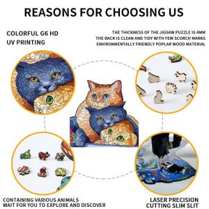 Wooden Puzzle Brain Teasers Toy Colorful 3D Irregular Jigsaw for Children's