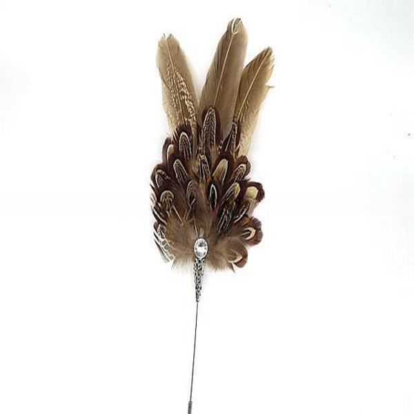 Year Occasion Pheasant Feather Brooch With Hat Pin 5x15Cm Size Option