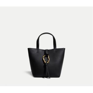 16cm Yellow Leather Tote Bag Cowhide Trapezoid Handbag