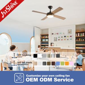 48 Inch Classic AC Motor Ceiling Fan with Light 4 MDF Wood-Look Blades
