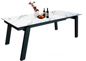 China Elegant Rectangle White Extension Table HPL White Extured Top 2.2 Meter on sale
