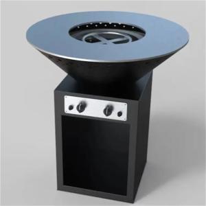 China New Design Black Painted Metal Natural Gas Fire Pit With BBQ Grill For Backyard on sale