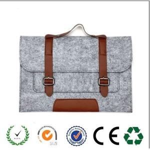China Popular Europe fashion felt laptop sleeve  with brown leather on sale