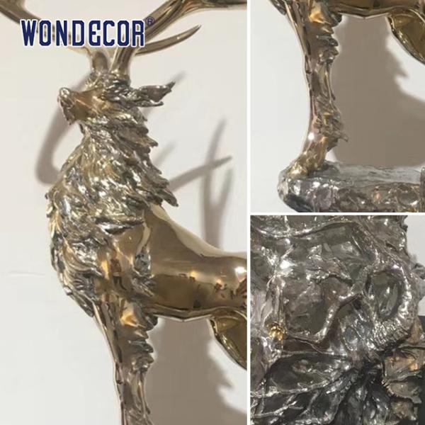 Modern metal art decoration casting animal stag stainless steel sculpture for outdoor decoration