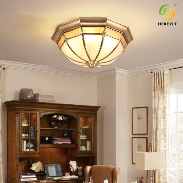Copper Glass Residential Ceiling Light Living Room E27