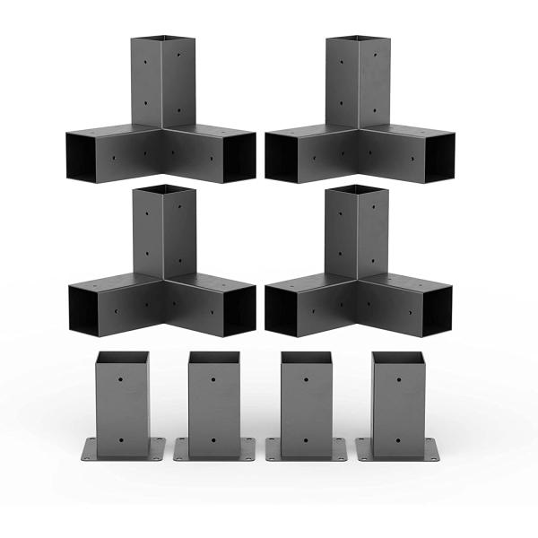 Summerhouse Patio Pergola Bracket 2mm Steel 3-Way Corner Bracket for Outdoors Backyards