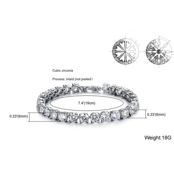 Silver Plated Princess Cubic Zironia Tennis Bracelet Women Wedding Jewelry(JKS408WHITE)