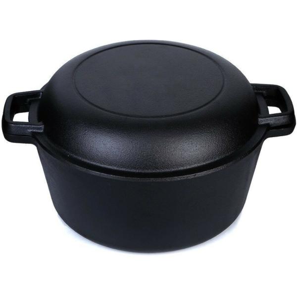 Buy Pre Seasoned Cast Iron Skillet and 4.8L Double Dutch Oven Set at wholesale prices