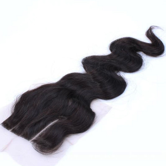 Unproducssed Peruvian Hair 3 Part Natural Color Body Wave 4*4 Lace Closure