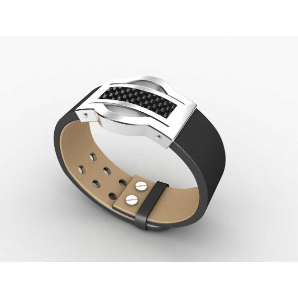 Top Quality Europe Fashion Stainless Steel Genuine Leather Silicone Bangle