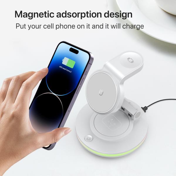 Rotable & Foldable wireless magnetic phone charger with LED light