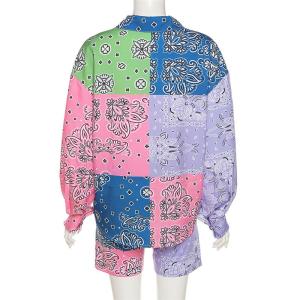 Single Breasted Long Sleeved Ladies Two Piece Short Sets