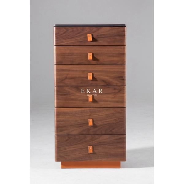 Buy Modern Walnut Wooden Chest 6 Drawer Cabinet at wholesale prices