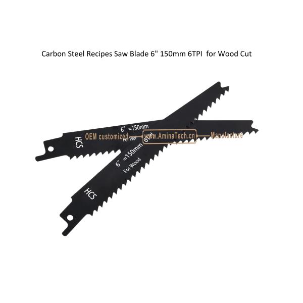 Carbon Steel Recipes Saw Blade 6" 150mm 6TPI for Wood Cut ,Reciprocating,Power Tools