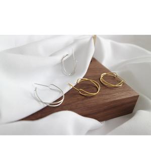 Lanciashow 925 Sterling Silver Jewellery Simple Interweave Twisted Hoop Earrings