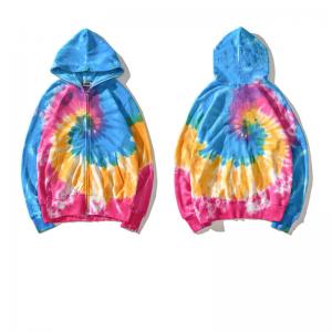 Quality Breathable Cotton Tie Dye Zip Mens Oversized Pullover Hoodie for sale