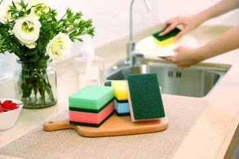 Double-Sided Scouring Sponge Tough On Grease Gentle On Surfaces (6-Pack)