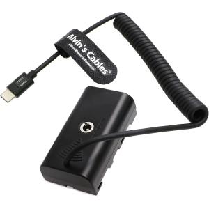 Quality Alvin's USB-C PD to NP-F550 Dummy Battery Coiled Cable for Sony/Atomos for sale
