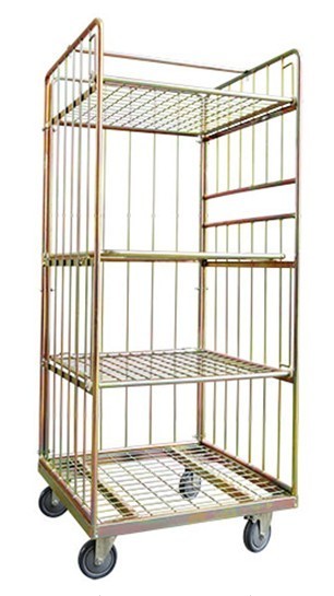 Buy Industrial Galvanized Warehouse Caged Trolley On Wheels , Mobile Cage Trolley at wholesale prices