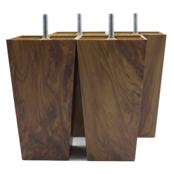 KR-P0186W3 Wood Grain Plastic Sofa Feet Replacement , Square Furniture Feet 83*58*155mm