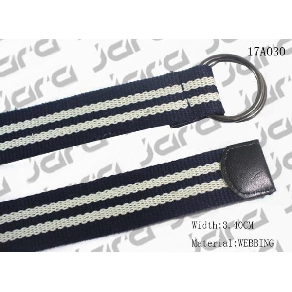 3.4cm Width Navy / Off - White Cool Web Belts With Woven Stripe Tape / Double