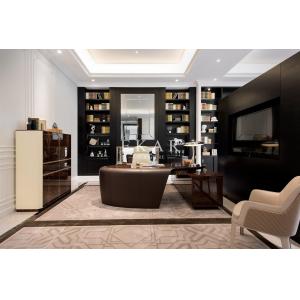 High Gloss Wooden Table Top Leather Home Office Desk W001S28