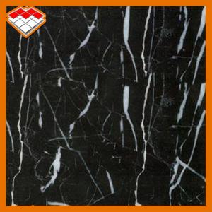 Polished Marble Stone Tile , Black Marble With White Veins For Sink Wash Basin