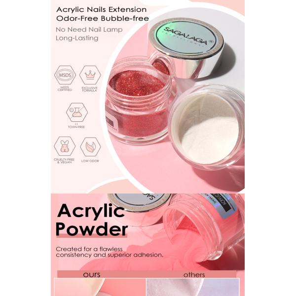 Beauty Nail 3D French Manicure SAGALAGA Clear Acrylic Powder for Acrylic Nail Extension in Transparent Formula