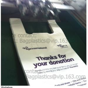 BIO Biodegradable Pre-Printed Thank You Retail Bags,Green Plastic T-shirt