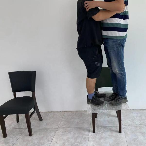 Nordic Fabric PU Leather Banquet Hotel Restaurant Event Wooden Dining Chair with Wood Legs and NC/PU Paint Finish