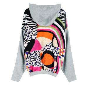Ladies Hooded Sweatshirts , White Loose Fashion Jersey