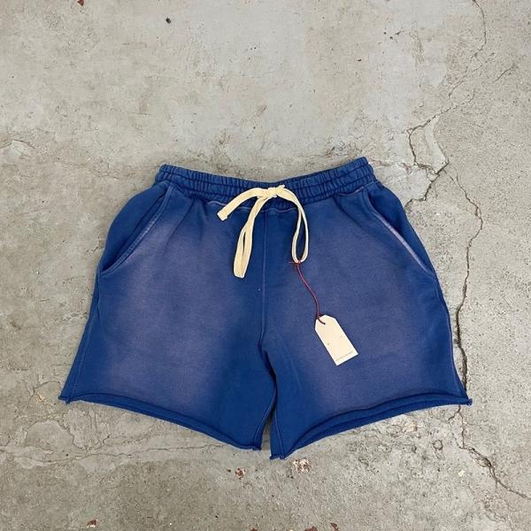 100% Cotton Acid Washed Distressed Jogger Shorts Elastic Sports Urban Wear