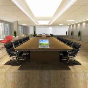 Luxury Solid Wood Veneer Office Conference Table Scratch Resistant