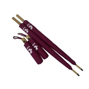 Windproof Burgandy Golf Parasol  Compact Golf Raincoat With Bamboo Handle