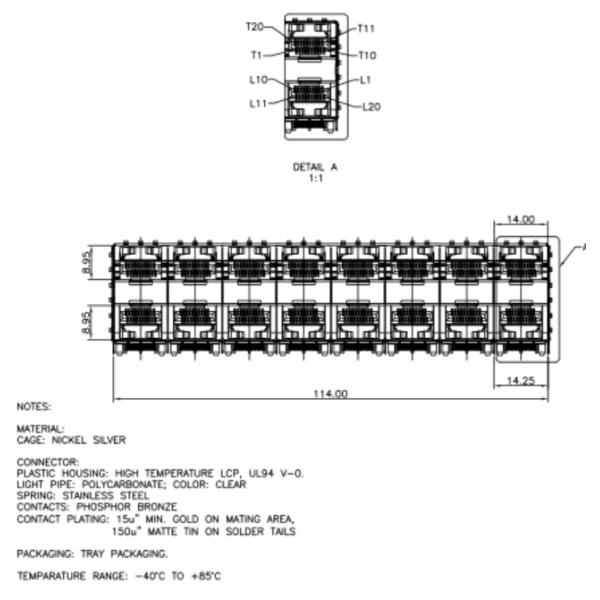Metal EMI Female SFP Cage Connector Press - Fit Type Without Light Pipe