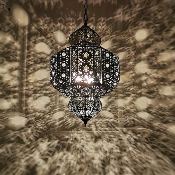 Buy Moroccan Exotic Retro Vintage Pendant Lights Led E27 Iron Art Hollow dinner table chandelier(WH-DC-44) at wholesale prices