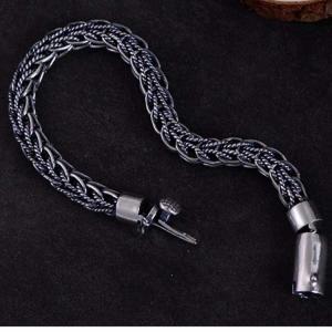 Retro Handmade 925 Sterling Silver Rope Chain Mens Bracelet(060670)